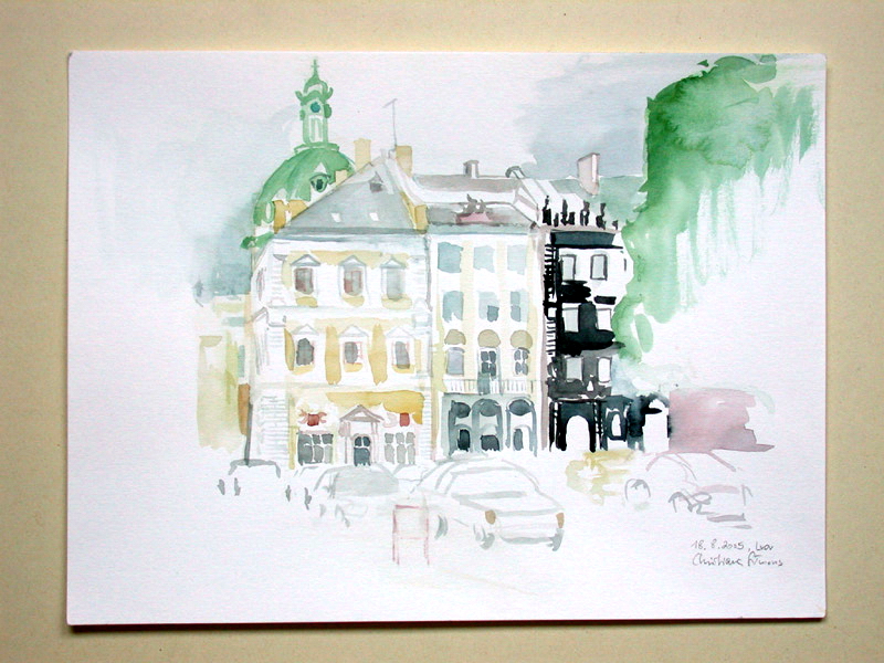 das schwarze haus in aquarell
